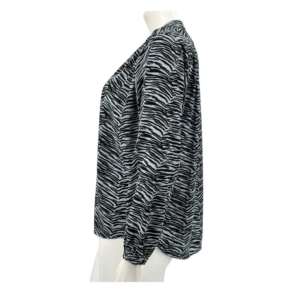 Rebecca Taylor Black and White Zebra Print Button Down Shirt - Picture 4 of 9